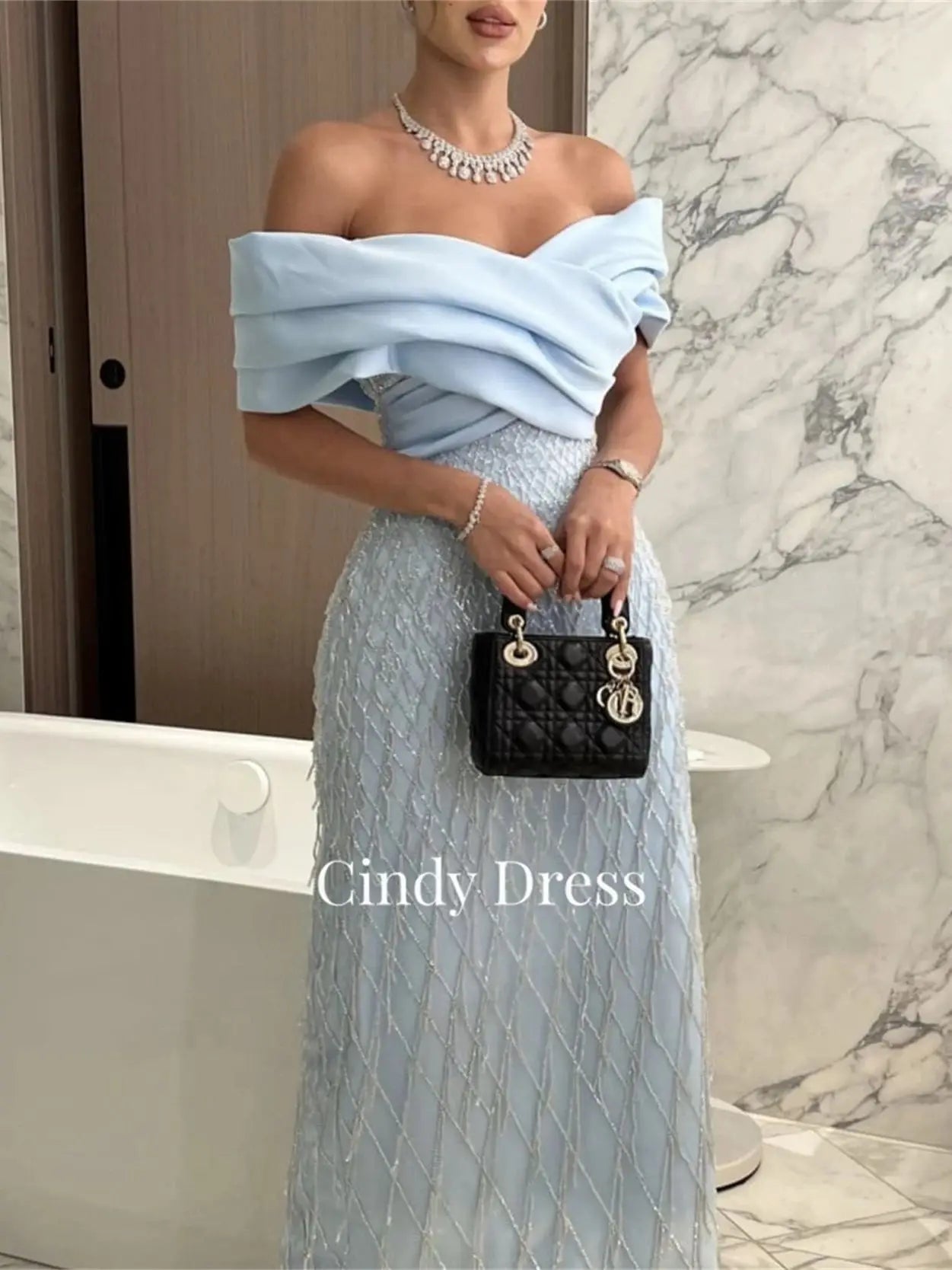 Babs Evening Dress Luxurious Sky-Blue Sequins Wedding Graduation Women's Dresses Bride Guest Elegant Long Woman New