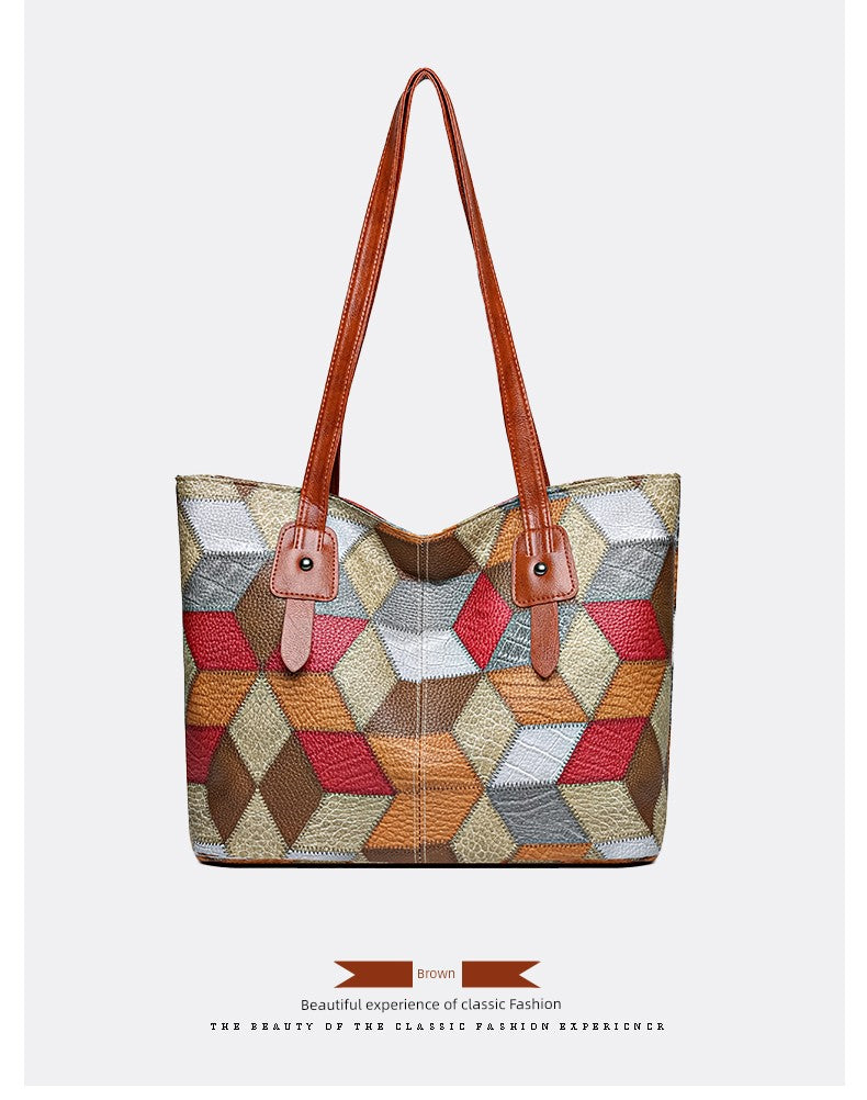 Maxy New Arrival Fashion Middle-Aged Soft Leather Print Big Bag