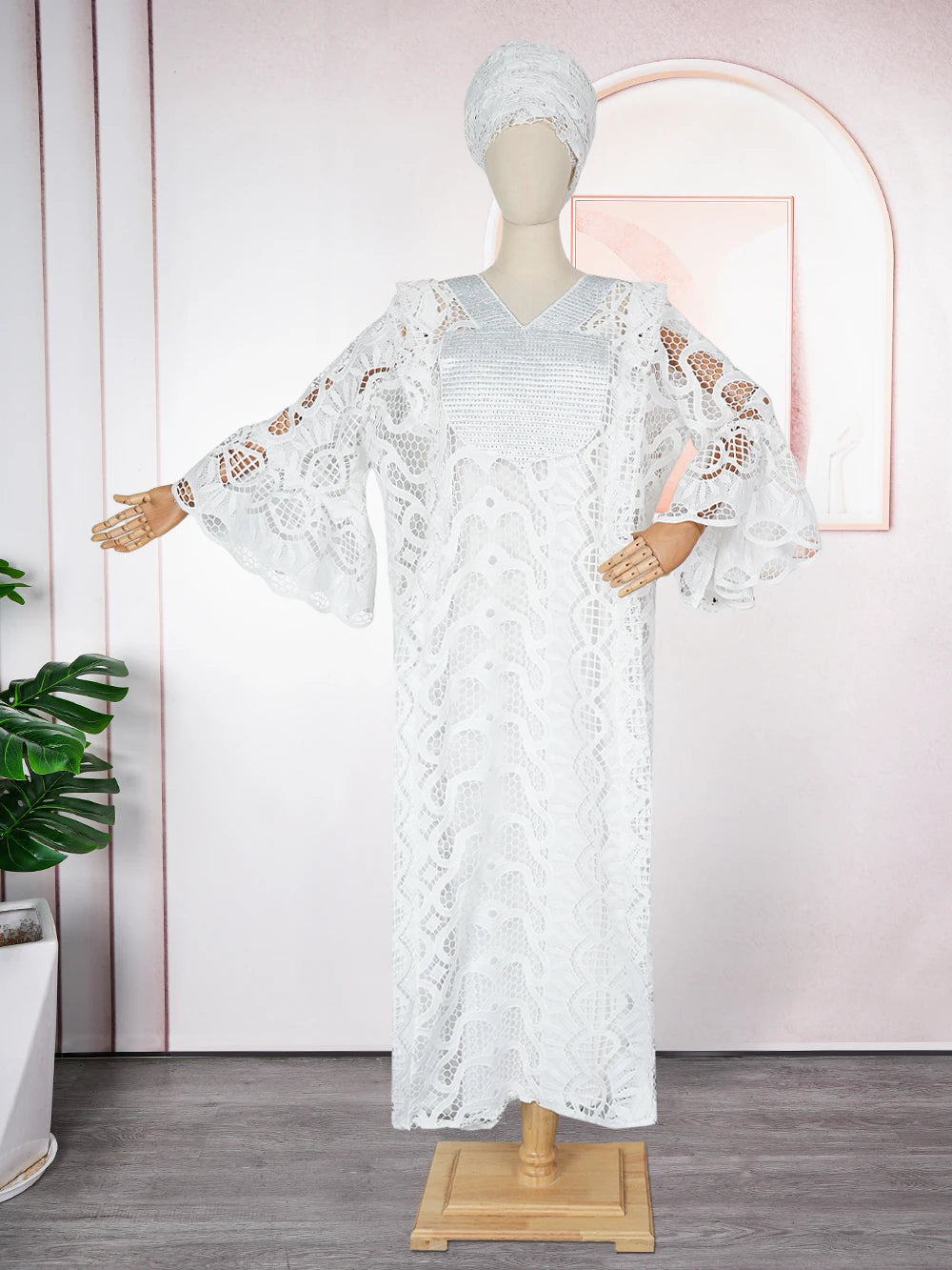 Maxy Elegant African Dresses for Women Muslim Fashion Boubou Abayas Robe Dashiki Ankara Lace Outfits Evening Gown Kaftan Maxi Dress