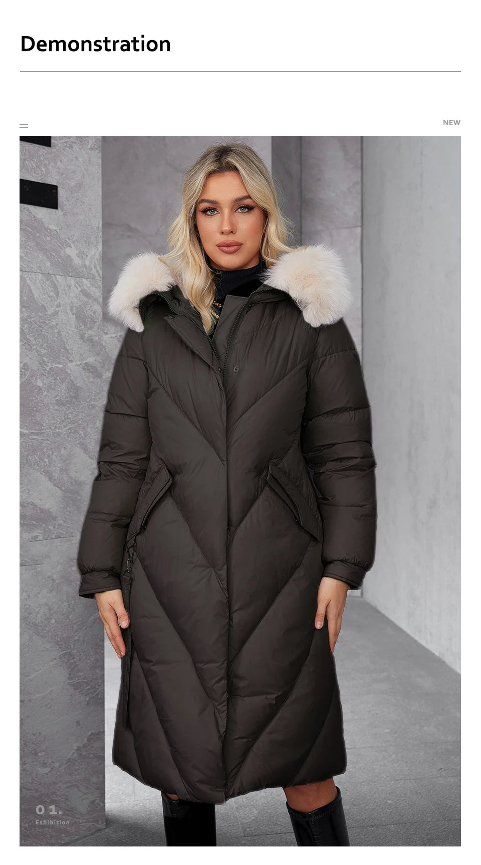 Macy Women's Winter Plus Size Long Parka Coat Warm Women's Jacket Slash Pocket Fashion Hooded Women's Jacket