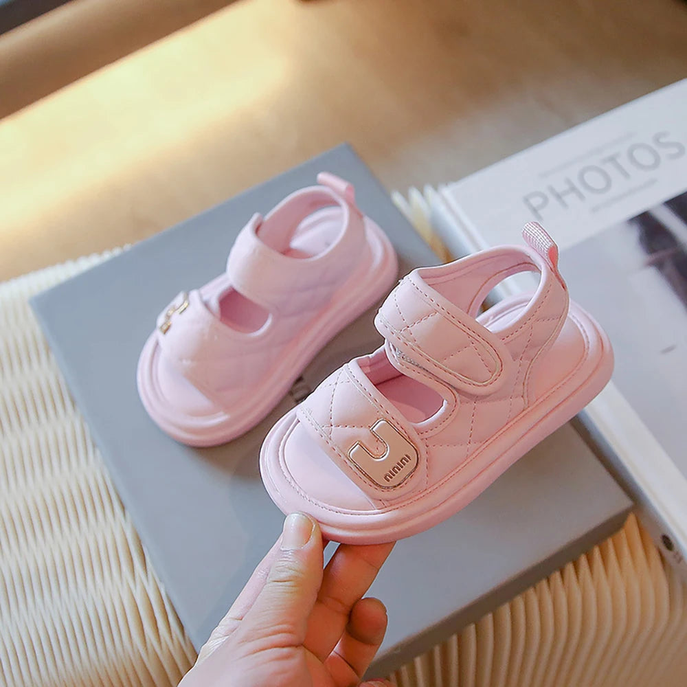 Maxy Summer Sandals For Girls PU Leather Waterproof Beach Sheos For Children Soft-soled Anti-slippery Girl's Sandals Summer Footwear
