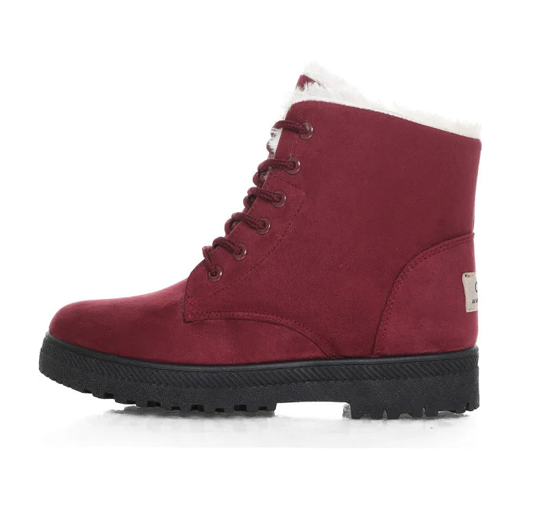 Maxy Women's Boots Winter Boots with Fur Low Heels Snow Boots Ankle Bota Feminina Platform Booties For Women Winter Shoes Heeled