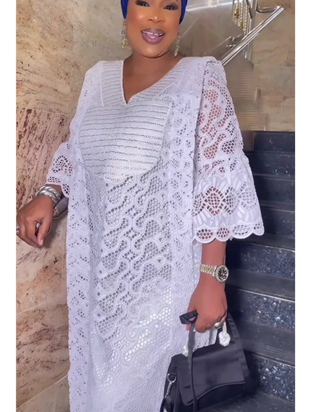 Maxy Elegant African Dresses for Women Muslim Fashion Boubou Abayas Robe Dashiki Ankara Lace Outfits Evening Gown Kaftan Maxi Dress