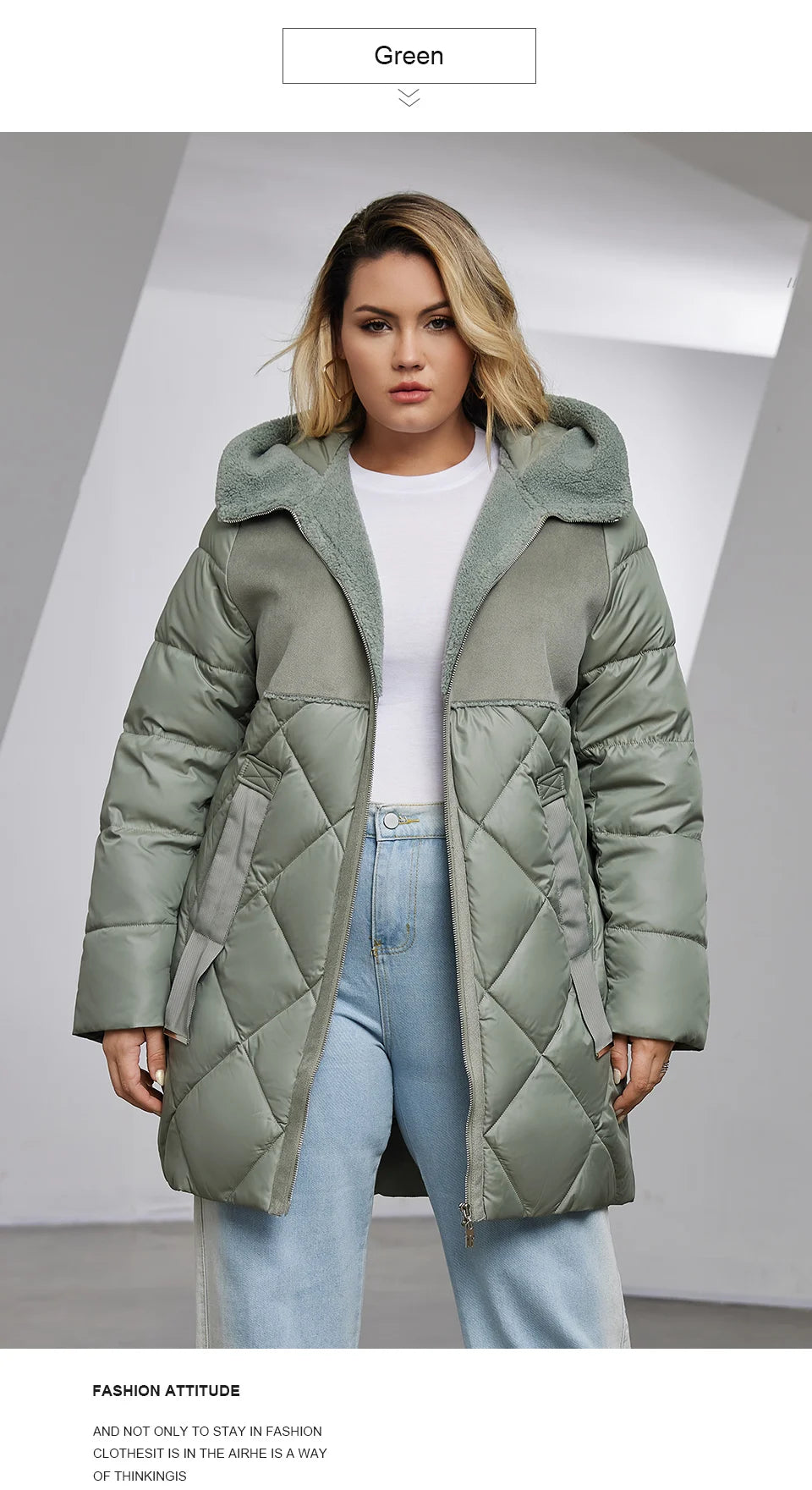 Gacy Women's Winter Jacket 2023 Plus Size Women Parka Long Bio Down Jackets Stitching Design Thick Fleece Hooded Quilted Coat