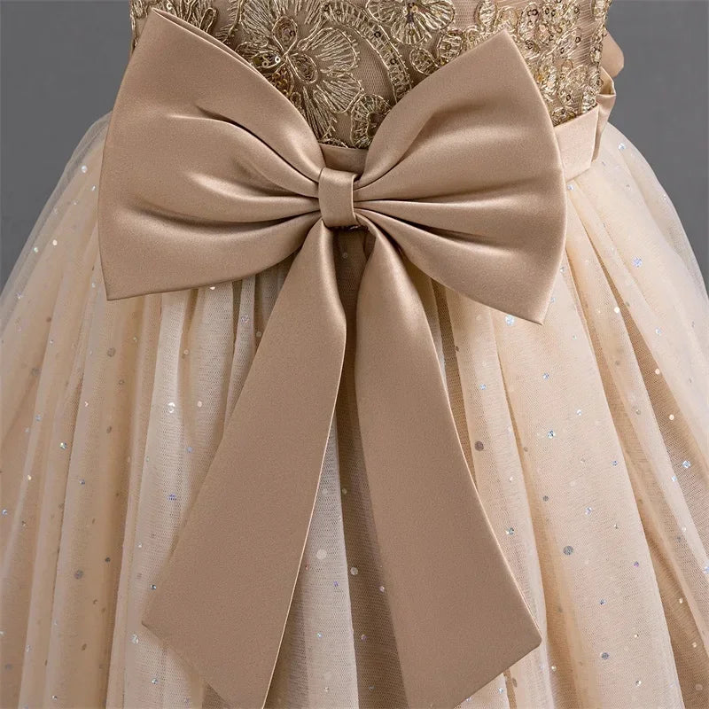 Babs 2024 Teen Girls Bridesmaid Flower Dresses for Wedding Elegant Luxury Party Sequin Lace Princess Evening Dress Birthday Prom Gown