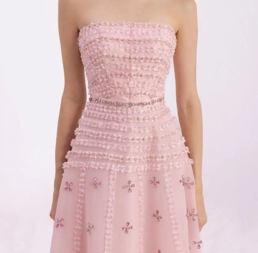 Maxy Customized Strapless Floor Length Crystal Beads The Latest Models Luxurious Evening Dresses Formal Dress