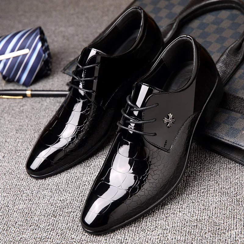 Visco Newest oxford shoes for men luxury patent leather wedding shoes pointed toe dress shoes classic derbies plus size 38-48