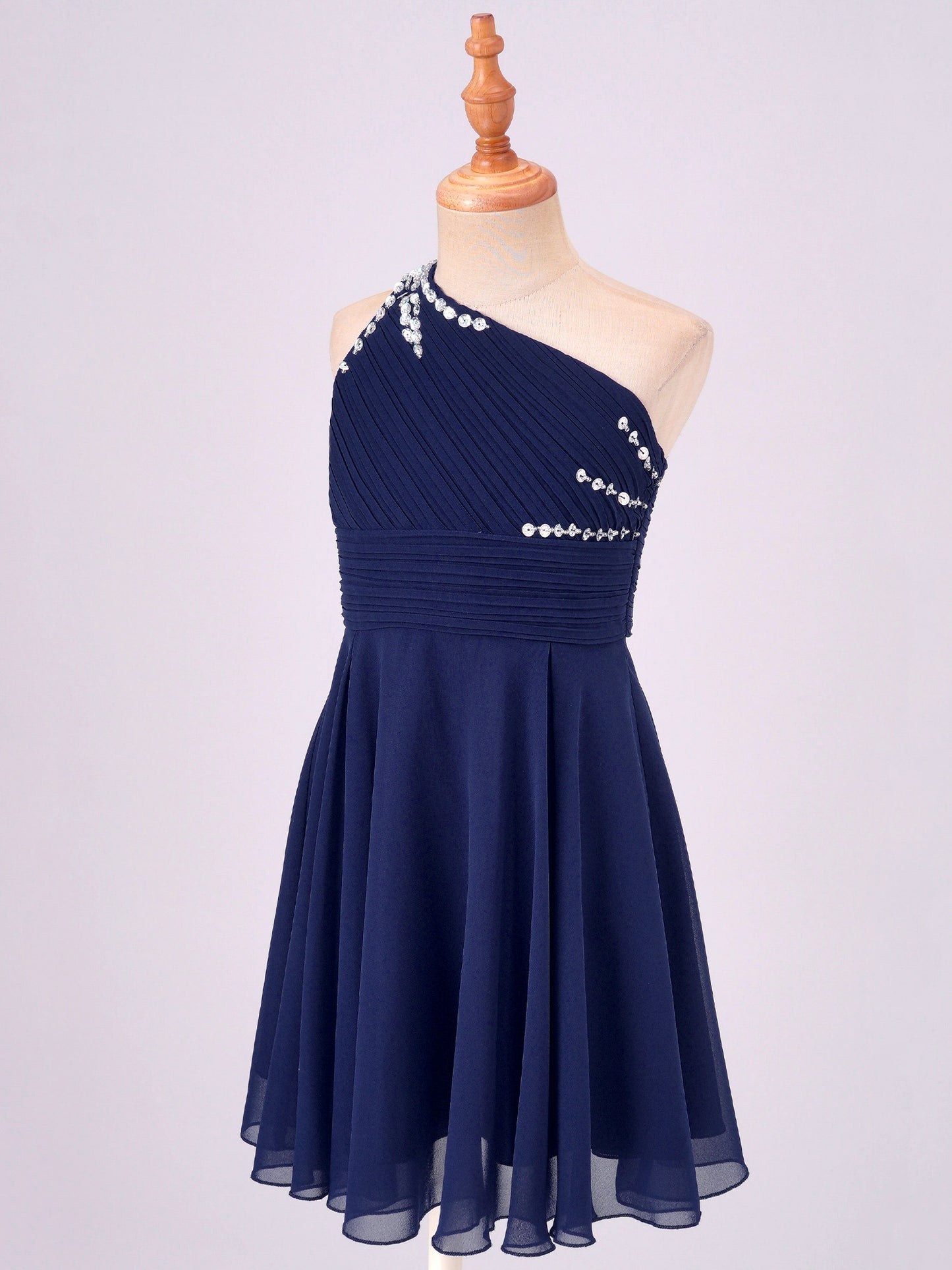 Macy Girls Elegant Beaded Party Dress One Shoulder A-Line Chiffon Princess Dresses Wedding Birthday Prom Evening Gown