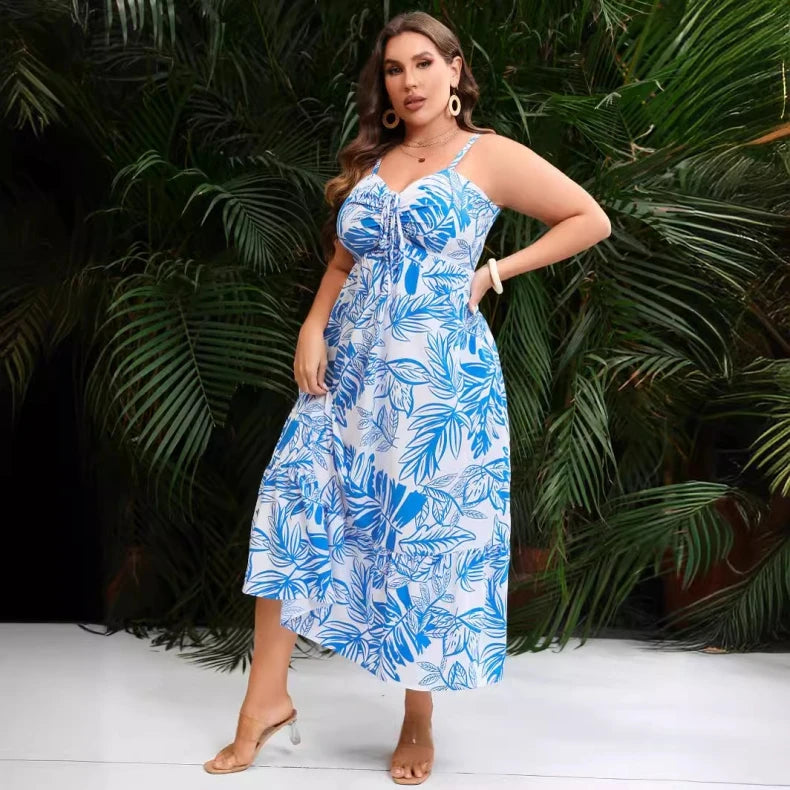 Babs Elegant and Sexy Beautiful Beach Women's Summer Clothing Plus Size Party Casual Printing Sleeveless Vacation Dresses Cheap