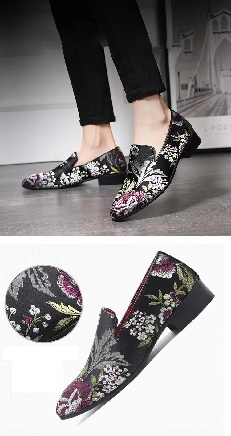 Visco Men's Casual Shoes Men's Comfortable Driving Loafers Light Moccasins Men Retro Embroidery Party Wedding Flats EUR Sizes 38-48