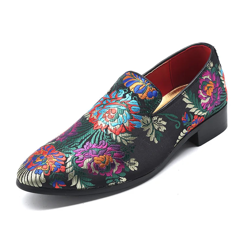 Visco Men's Casual Shoes Men's Comfortable Driving Loafers Light Moccasins Men Retro Embroidery Party Wedding Flats EUR Sizes 38-48