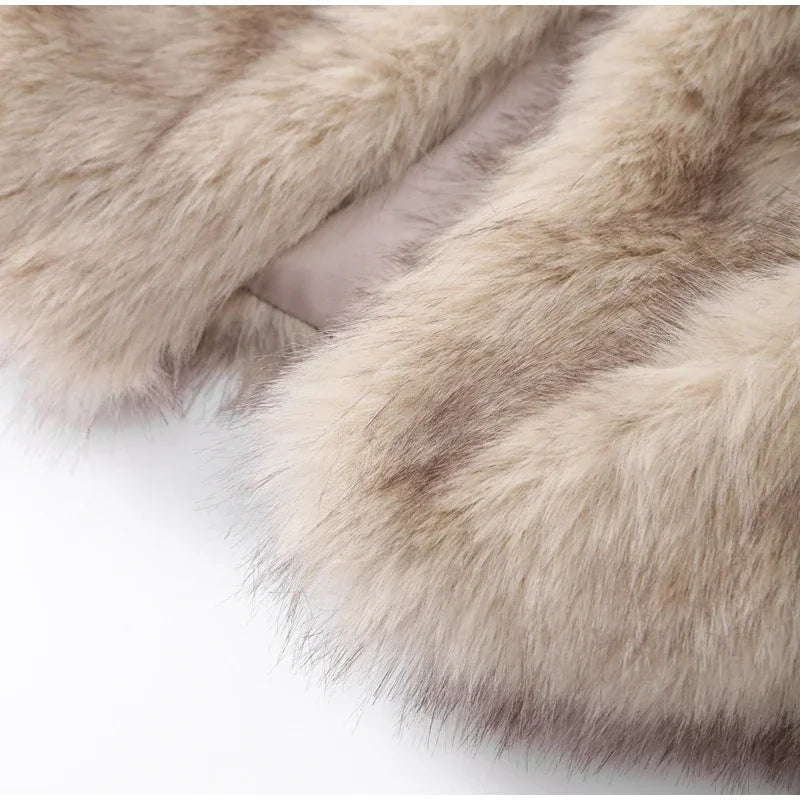 Babs Women Faux Fur Coat Autumn Winter High Quality Fluffy Short Coat Faux Fur Jacket Ladies Furry Fashion Coat