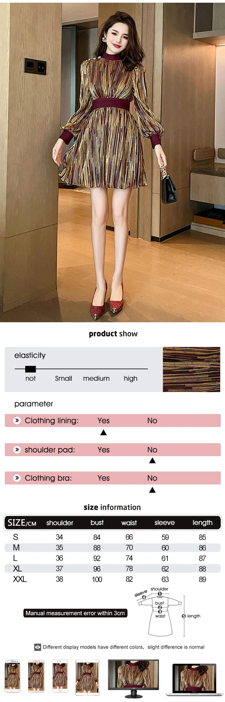 Babs New Elegant Luxury Lady Glitter Gold Evening Dress Women Clothing Chic Lantern Sleeve Slim Mini Short Party Gown