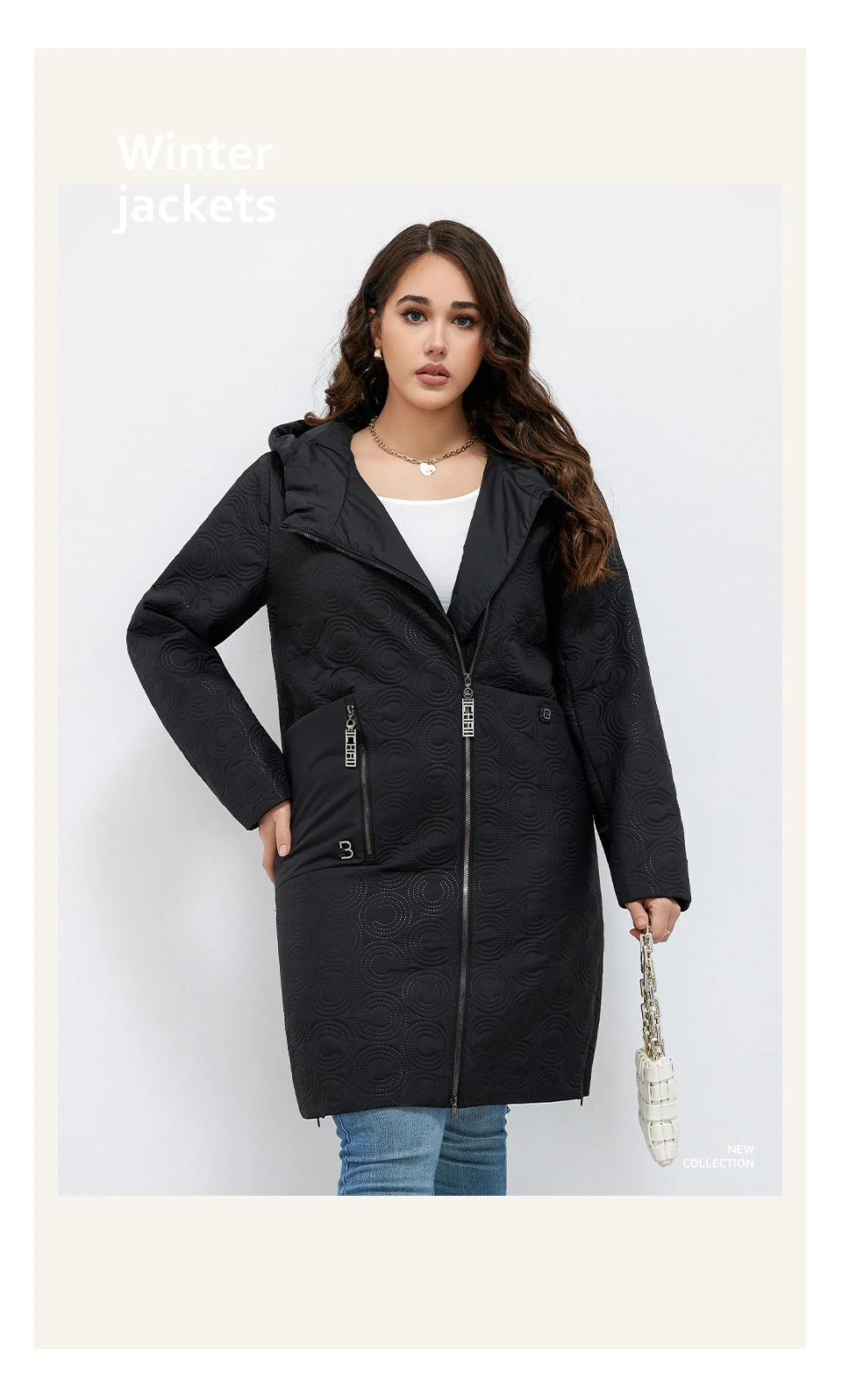 Macy Autumn Women Jackets Plus Size Long Hooded Quilted Light weight big pockets Bio-cotton Stylish Women's coat