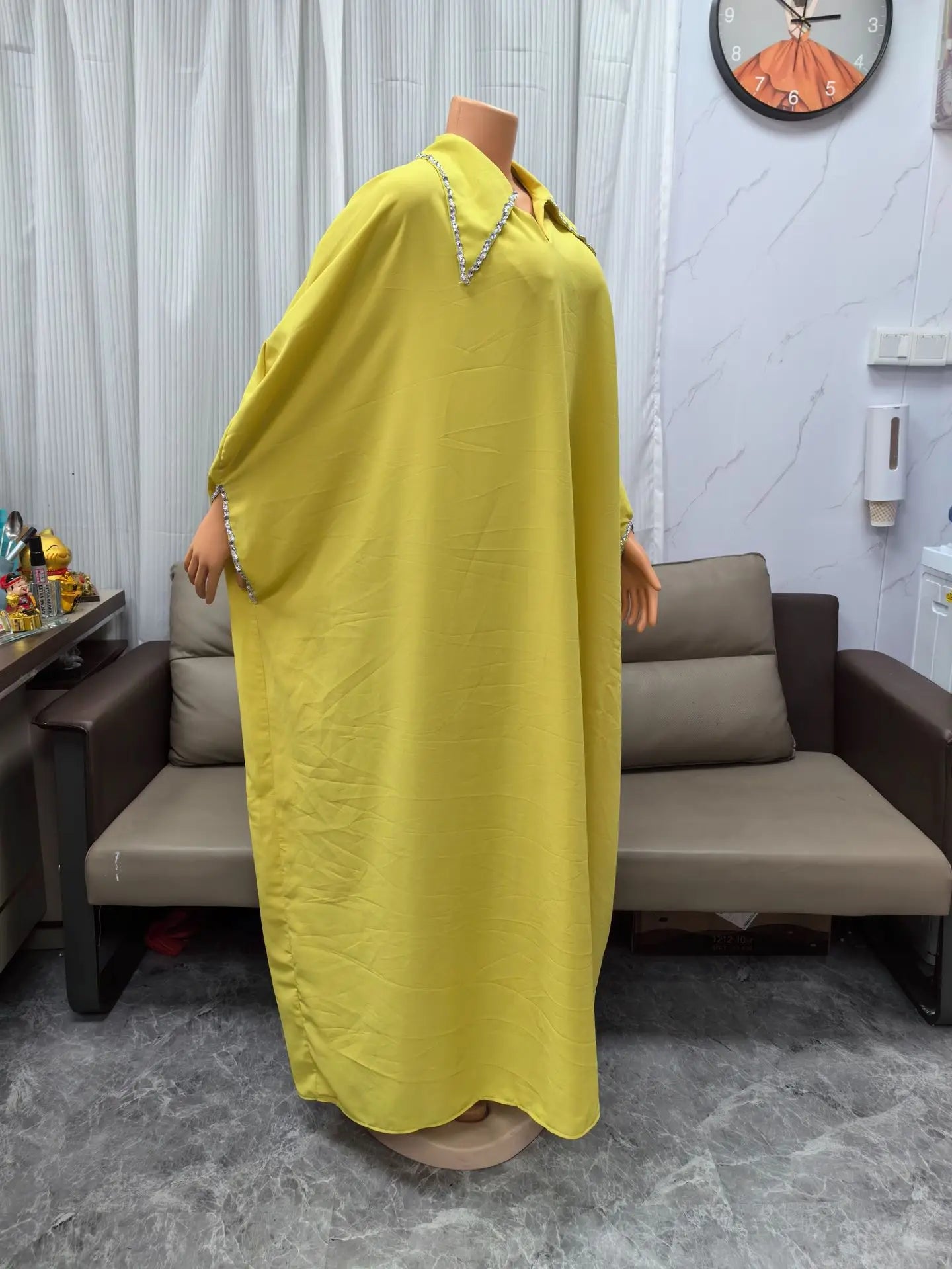 Macy Summer Elegant Muslim Women Long Sleeve V-neck Plus Size Long Macy Dress Abaya Dress Kaftan Gowns