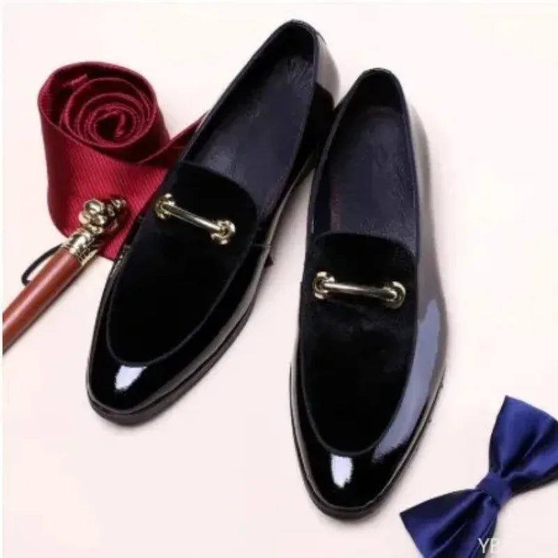 Visco men Office Wedding Flats Male Black Leather Shoes Men Luxury Business Oxford Breathable Patent Leather Formal Shoes