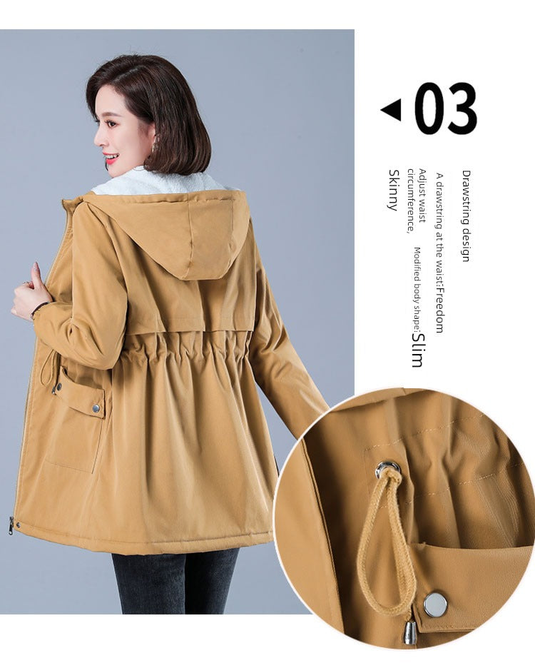 Maxy Length Long Length Autumn and Winter Casual Thickening Cotton Coat Trench Coat