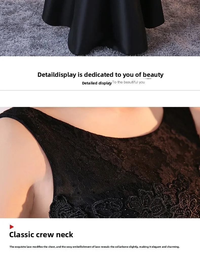 Maxy Evening Dress for Women New Style Simple, Elegant and Elegant Black Long Style Banquet Elegant Host Socialite Dress