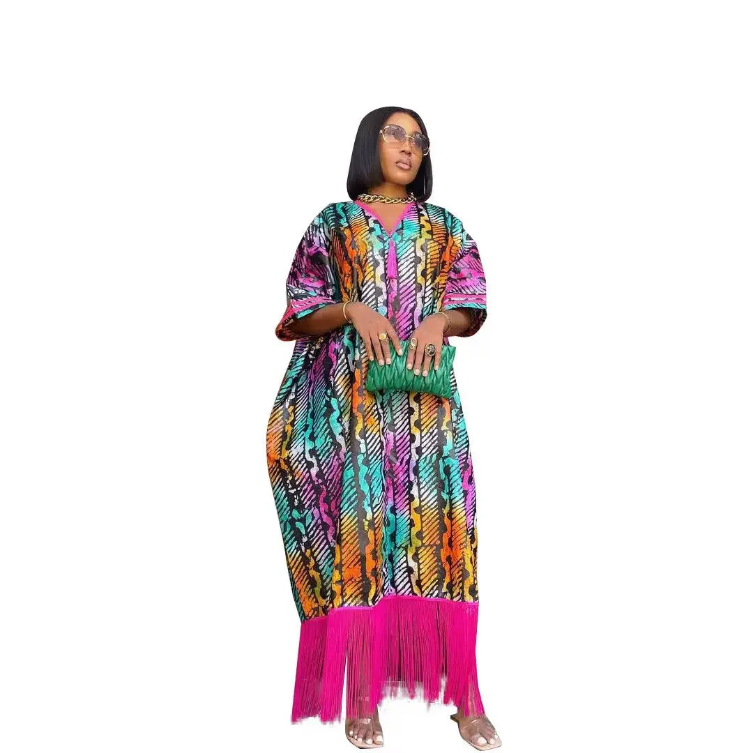 Maxy 2024 African Dresses for Women Tassels African Fashion Boubou Dashiki Ankara Outfits Evening Gown