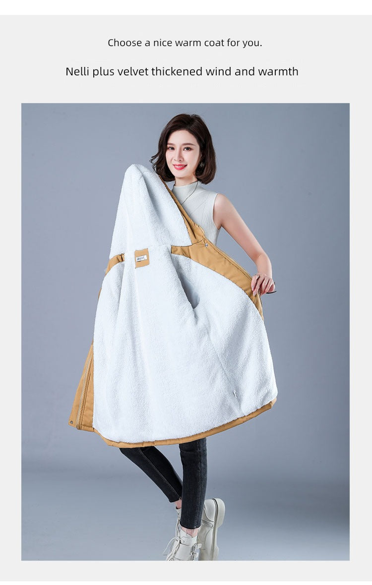 Maxy Length Long Length Autumn and Winter Casual Thickening Cotton Coat Trench Coat