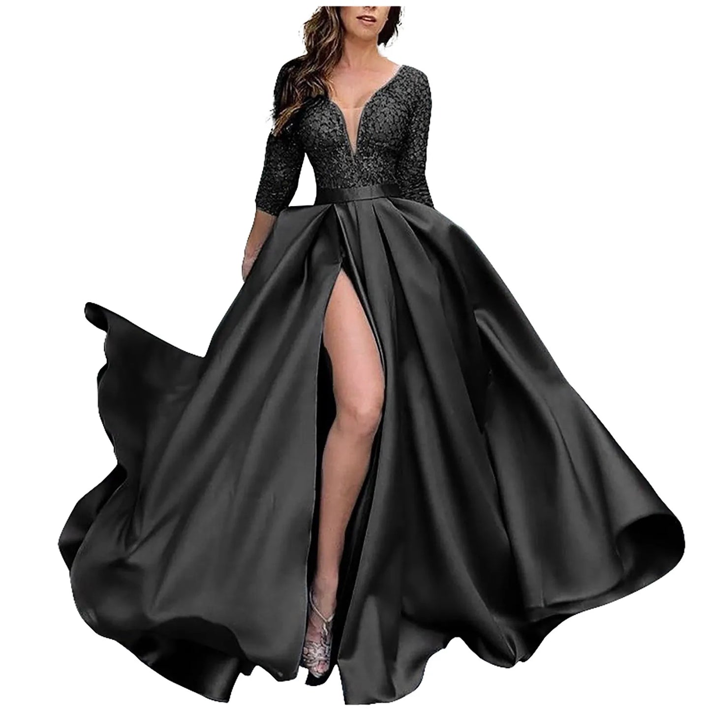 Maxy Women's Elegant Evening Dresses Women's Fashionable Long Dresses Trailing Evening Dresses Solid Color Floor-Length Dresses