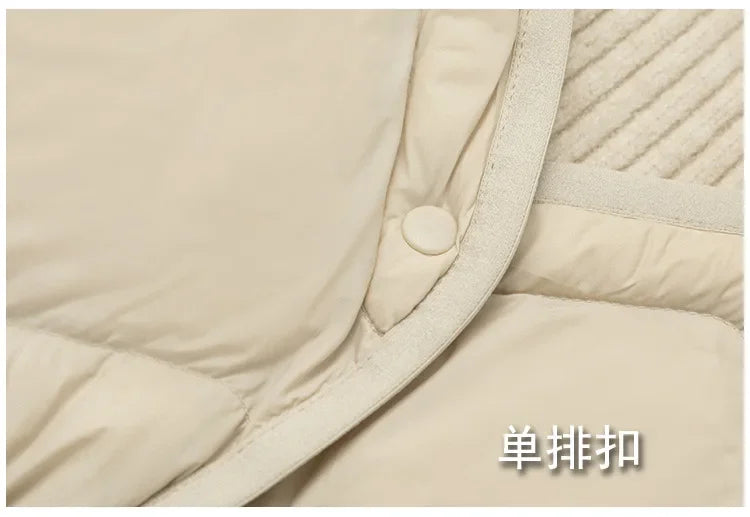 Maxy Plus Size Female Korean V-neck Casual Ultra-Light Vest Coat Autumn Winter Women X-Long White Duck Down Warm Sleeveless Jackets