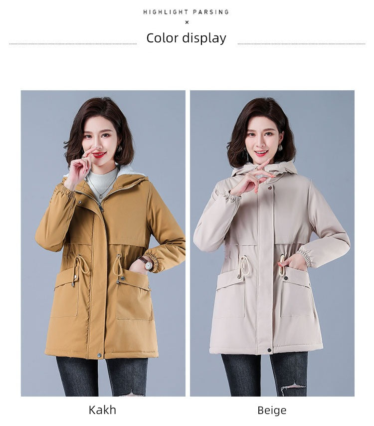 Maxy Length Long Length Autumn and Winter Casual Thickening Cotton Coat Trench Coat