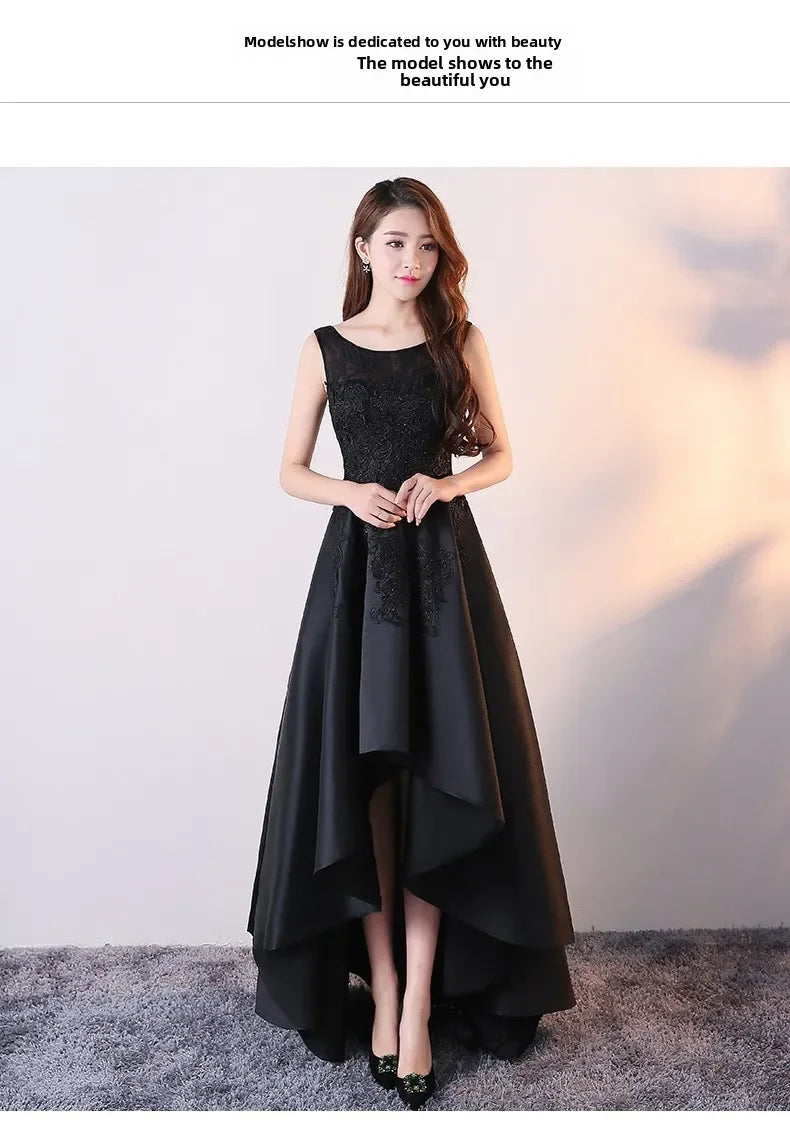 Maxy Evening Dress for Women New Style Simple, Elegant and Elegant Black Long Style Banquet Elegant Host Socialite Dress