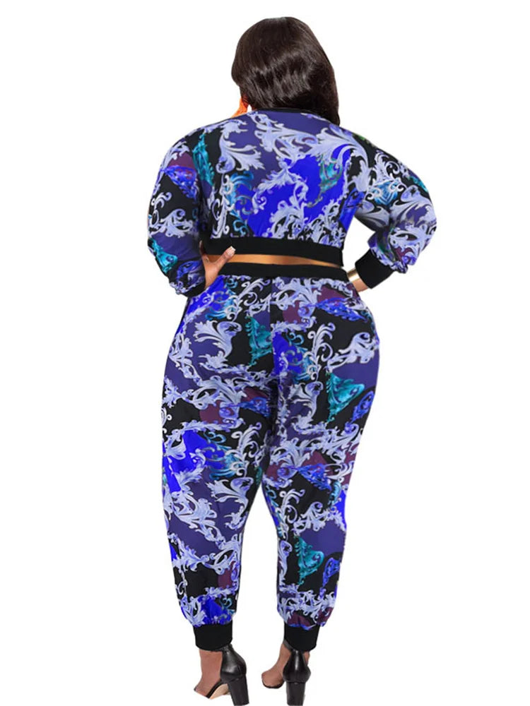 Maxy Plus Size Two Piece Set Women Clothing Long Sleeve Tops and Pants Sets Leggings Matching Set