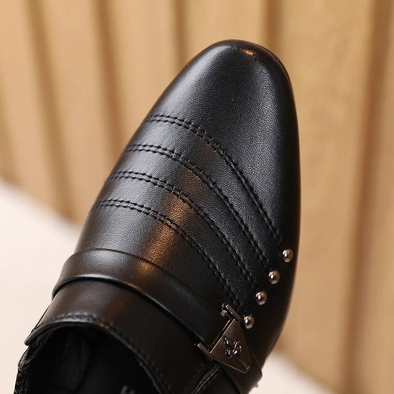 Visco Boys Black Leather Shoes British Style Boys White Children's Shoes  Children's Performance Shoes Boys Leather Shoes Casual Shoes