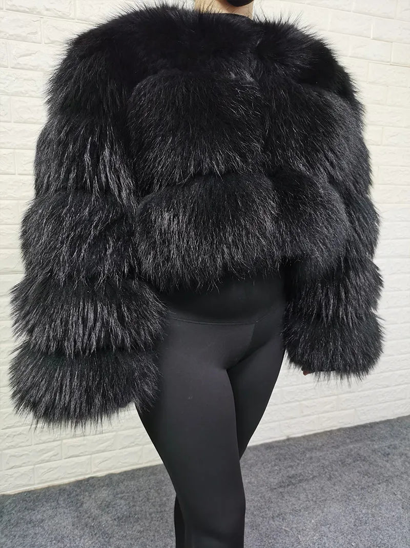 Babs 2024 Plus Size tops Clothing Curve coat Women's Natural real raccoon Fur Coat winter jackets outerwears Female Vest