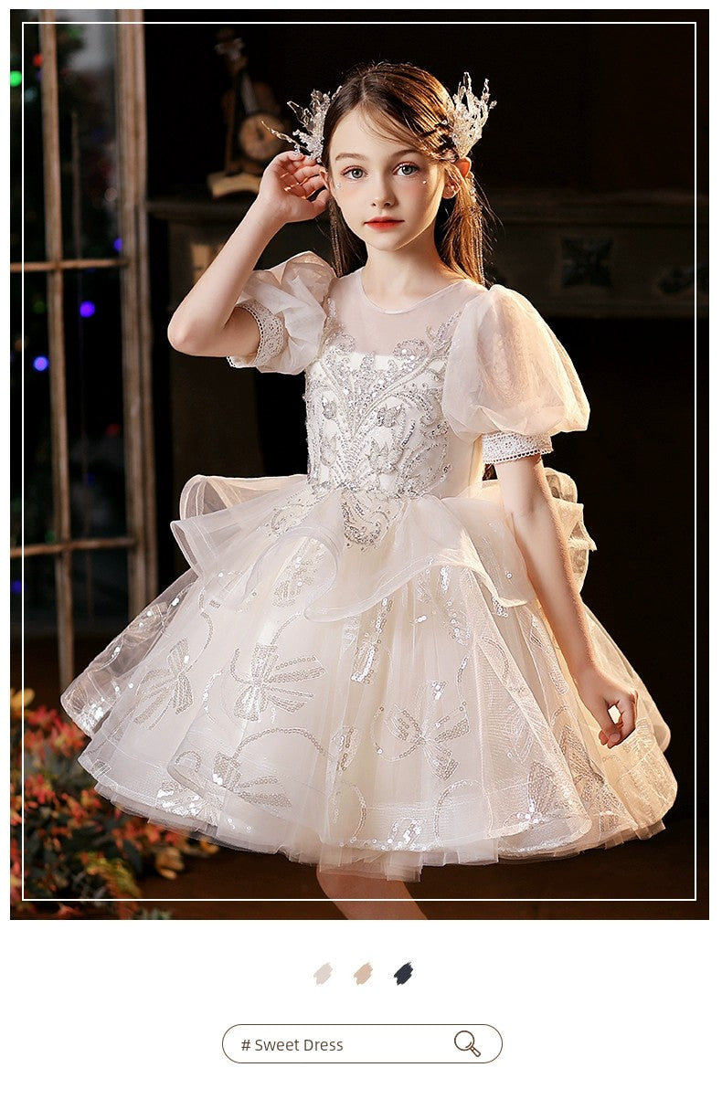 MaxybDresses of Bride Fellow Kids Women's 2024 Autumn New Classy Princess Dress Birthday Piano Catwalk Show Little Host Children's Performance