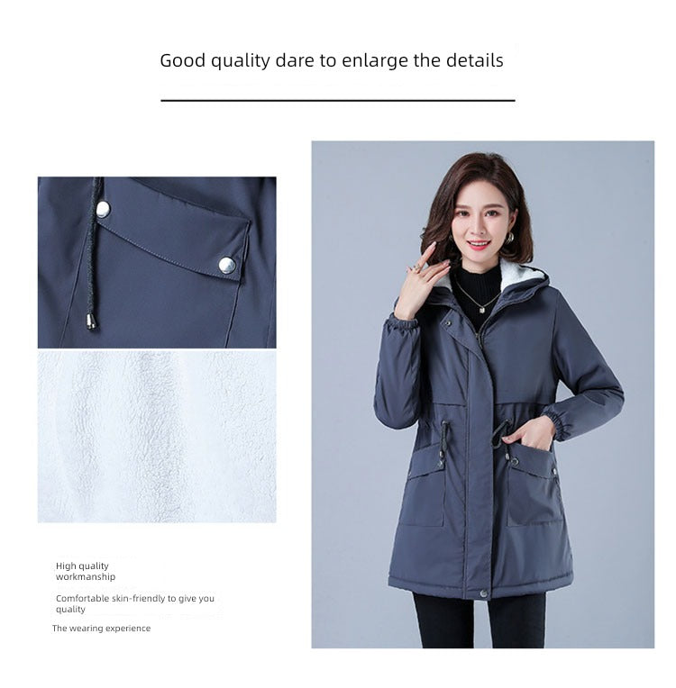 Maxy Length Long Length Autumn and Winter Casual Thickening Cotton Coat Trench Coat