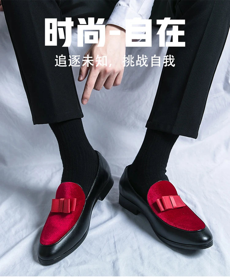 Visco Good Quality British Style Shoes Men Casual Leather Business Shoes Men's Dress Shoes Bow Tie Formal Leather Large Size 48