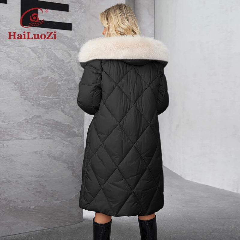 Macy Women's Winter Plus Size Long Parka Coat Warm Women's Jacket Slash Pocket Fashion Hooded Women's Jacket