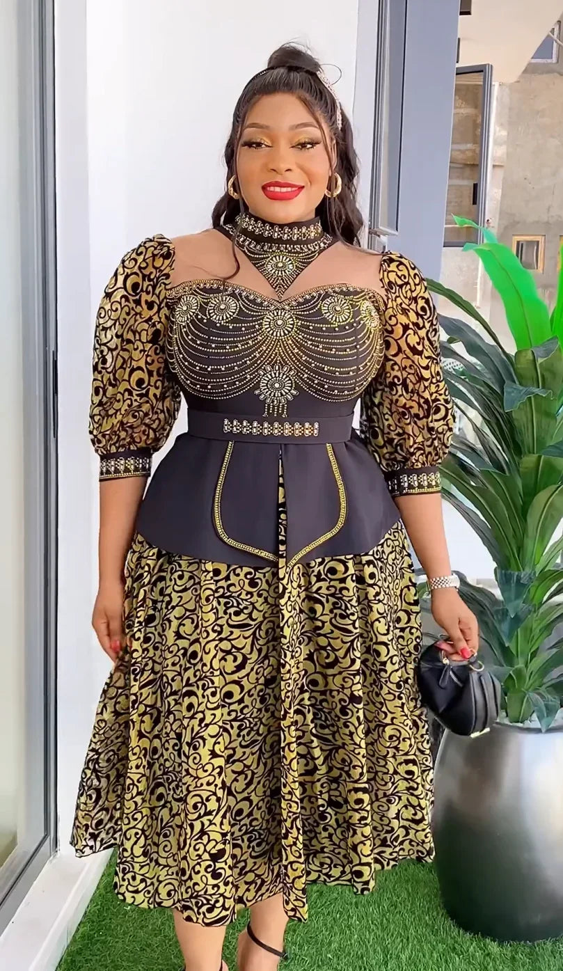 Maxy Plus Size African Wedding Party Dresses for Women 2024 New Dashiki Ankara Evening Gown Turkey Outfit Robe Africa Clothes