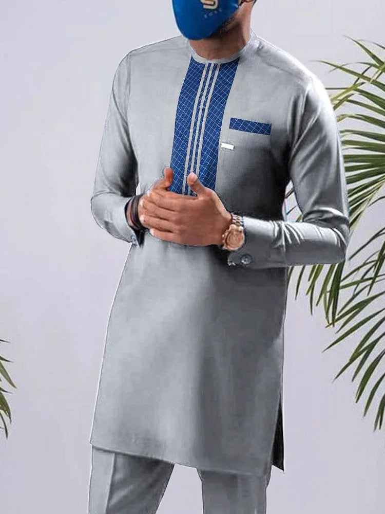 Maxy New 2Pc Luxury African Traditional Men's Clothing Elegant Full Suits Male Pant Sets To Dress Native Outfit Ethnic