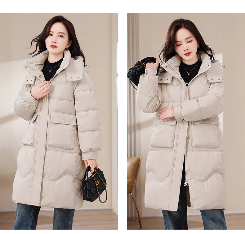 Maxy XL-8XL Oversized Outerwear Women Winter Long Parkas Hooded Casual Loose Thick Warm Lady Jackets Plus Size Women Clothing