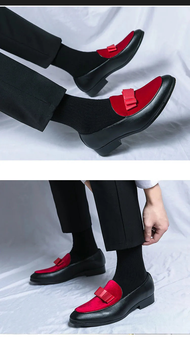 Visco Good Quality British Style Shoes Men Casual Leather Business Shoes Men's Dress Shoes Bow Tie Formal Leather Large Size 48