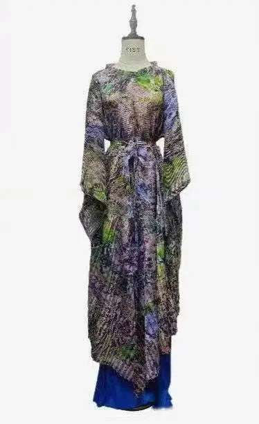 Maxy African Miyake pleated printed suit top + wide-leg straight pants two-piece fashion women's clothing summer new