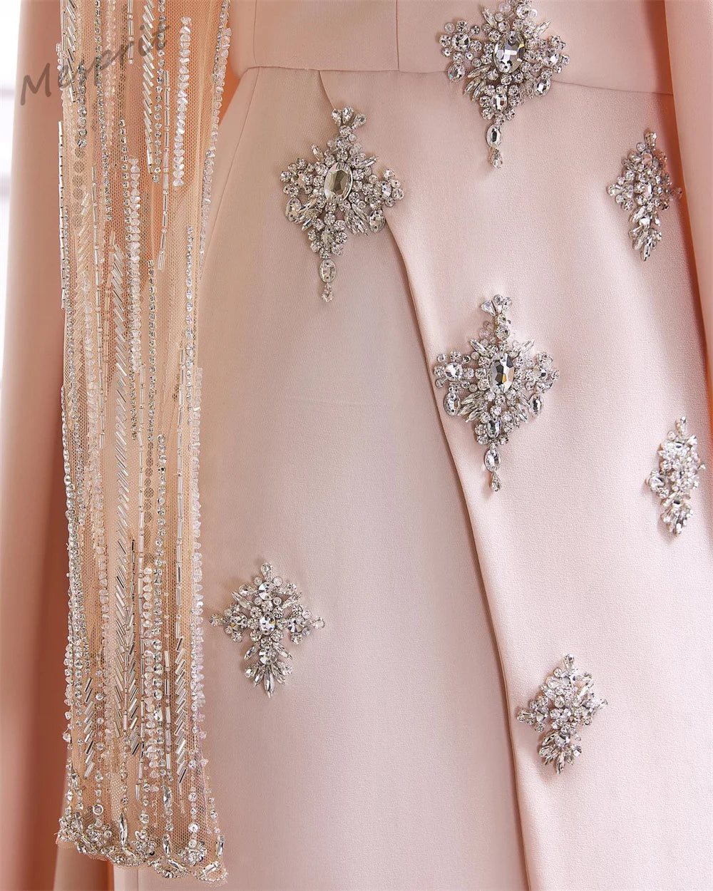 Maxy Customized Elegant One-shoulder Sheath Sweep Evening Dresses Rhinestone Vertically Satin Customized Saudi Arabia