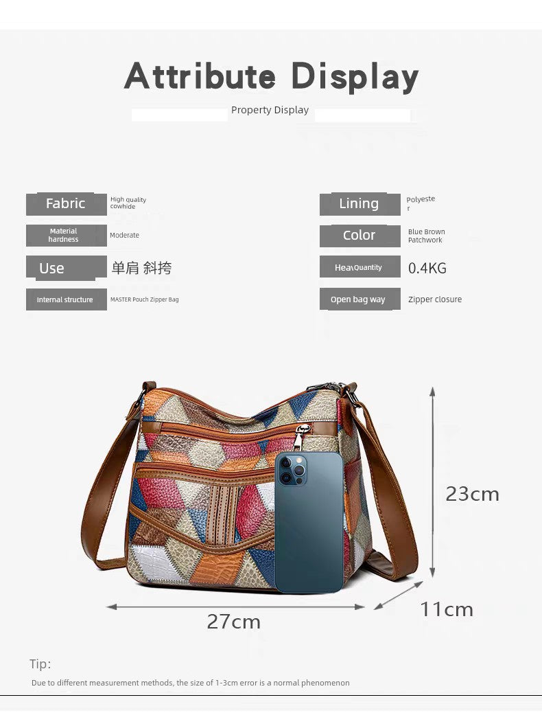 Maxy Multi-Layer Large Capacity Neutral Casual Shoulder Leather Women Bag