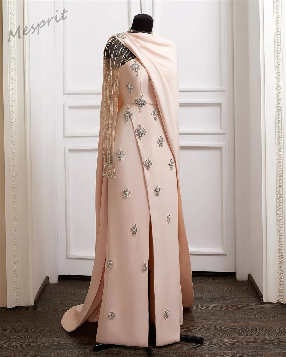 Maxy Customized Elegant One-shoulder Sheath Sweep Evening Dresses Rhinestone Vertically Satin Customized Saudi Arabia