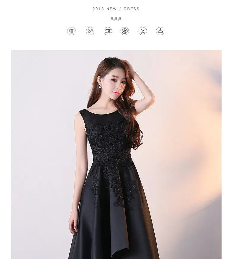 Maxy Evening Dress for Women New Style Simple, Elegant and Elegant Black Long Style Banquet Elegant Host Socialite Dress
