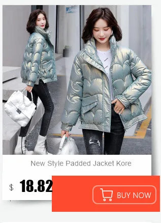 New Korean Gracy Down Cotton Coat Women Long Winter Puffer Parkas Thicken Warm Hooded Cotton-Padded Jacket Coat Zipper Overcoat