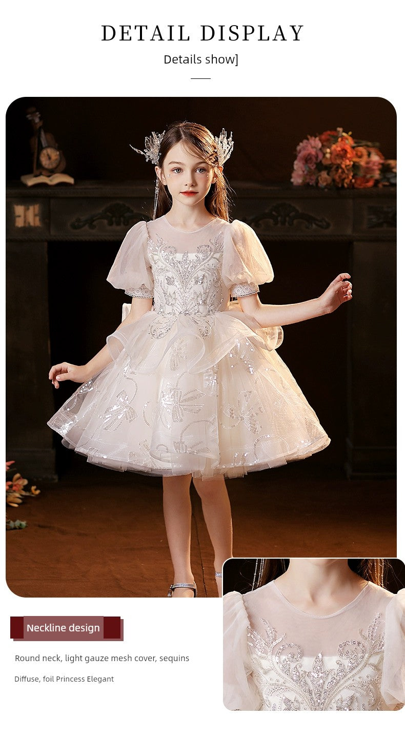 MaxybDresses of Bride Fellow Kids Women's 2024 Autumn New Classy Princess Dress Birthday Piano Catwalk Show Little Host Children's Performance