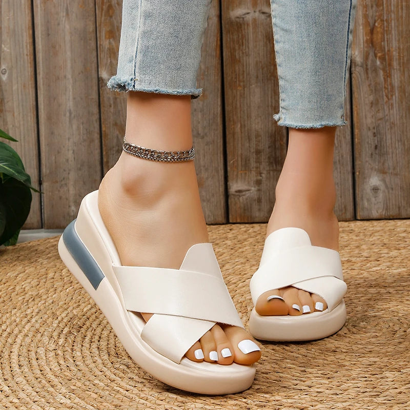 Maxy Women Sandals and Wedges Slippers Summer New Thick-soled Slippers Women's Platform Fashion High-heeled Sheos
