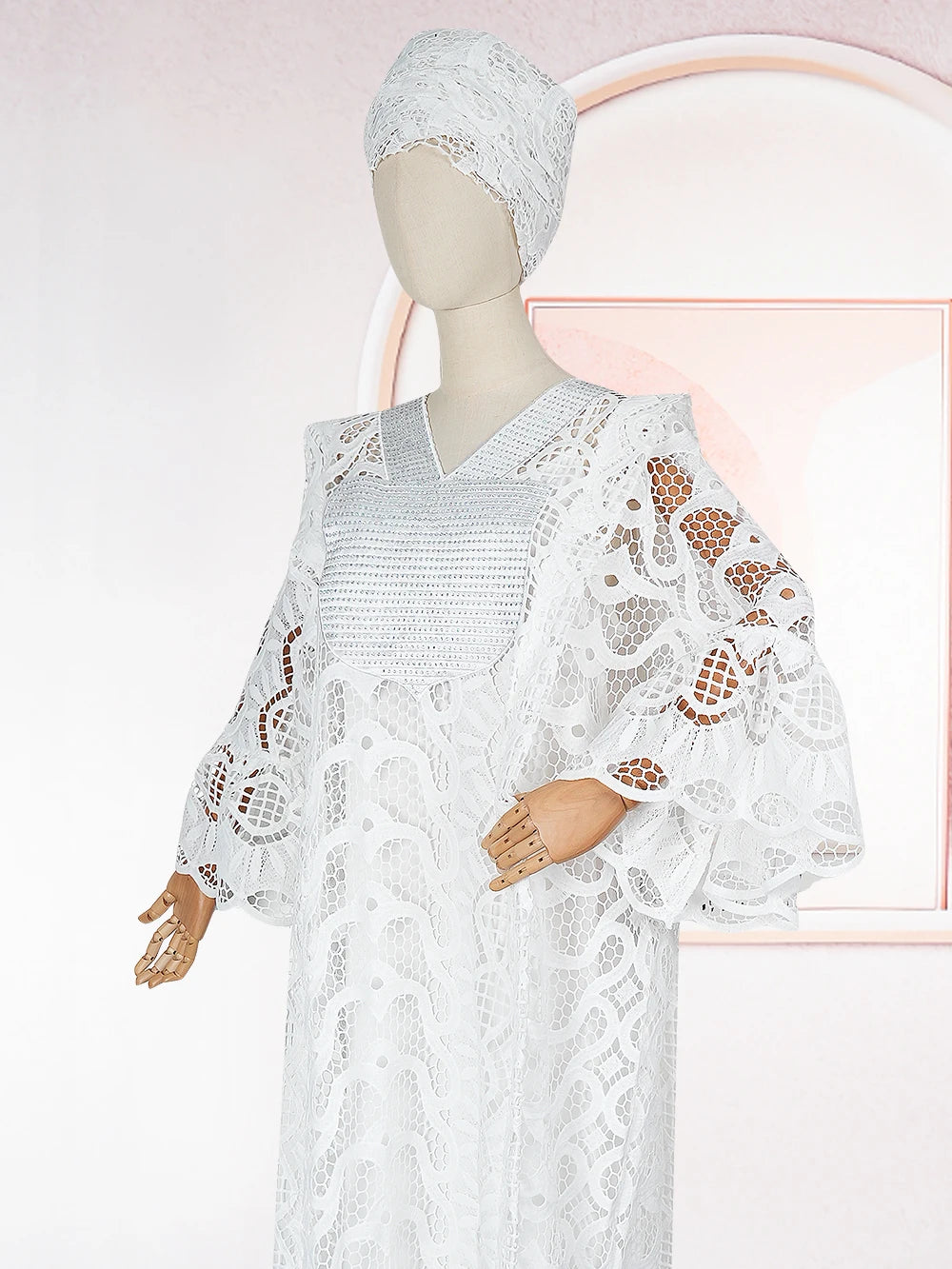 Maxy Elegant African Dresses for Women Muslim Fashion Boubou Abayas Robe Dashiki Ankara Lace Outfits Evening Gown Kaftan Maxi Dress