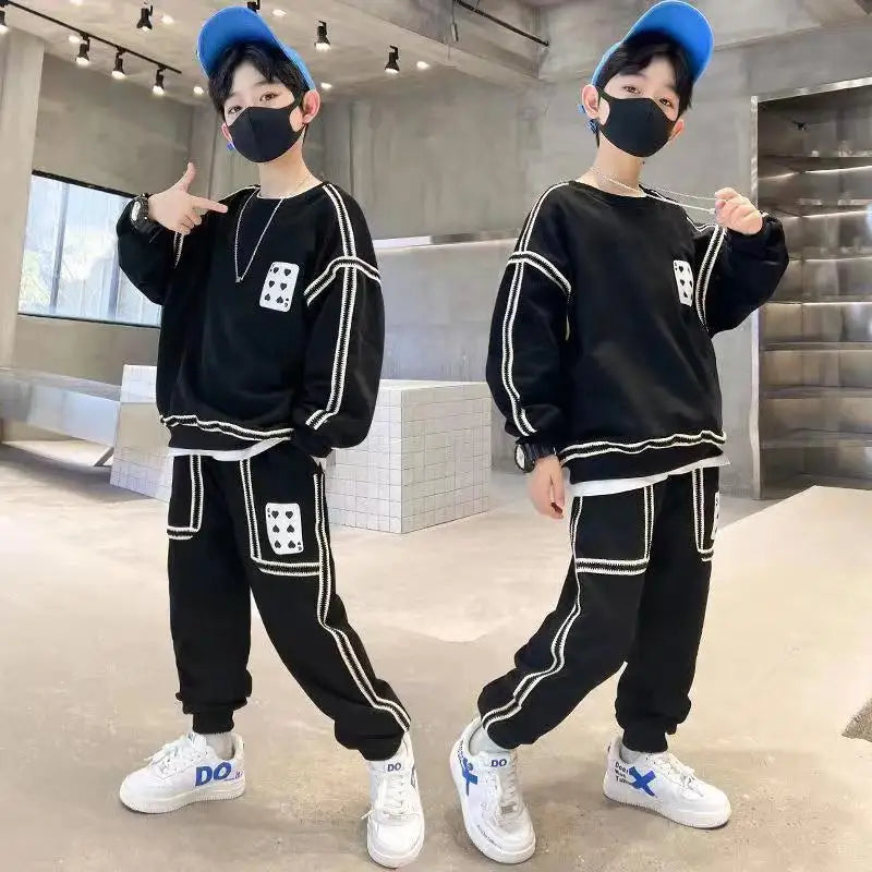 Maxy Fashion 2024 Kids Boys Clothes Sets Autumn Long Sleeve Sweatshirt + Pants 2PCS Boy Children Clothing Suits Teenage 6 8 10 12 Year