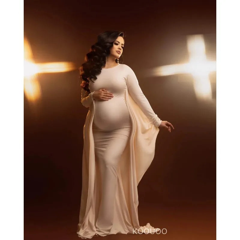 Maxy Pregnancy Photo Shoot Casual Gown Elegant Batwing Sleeve Maternity Cocktail Party Bodycon Maxy Long Mermaid Evening Dresses